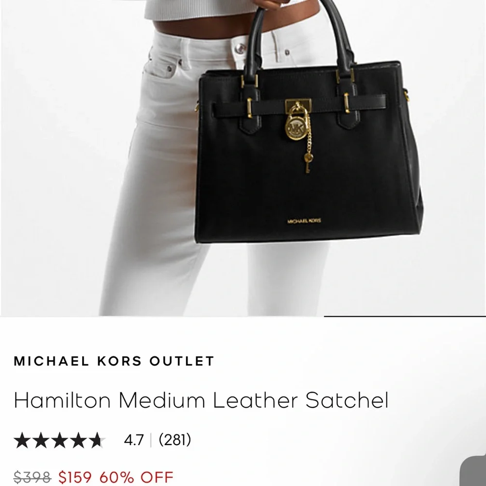 Michael Kors Black Leather Satchel with Gold Hardware